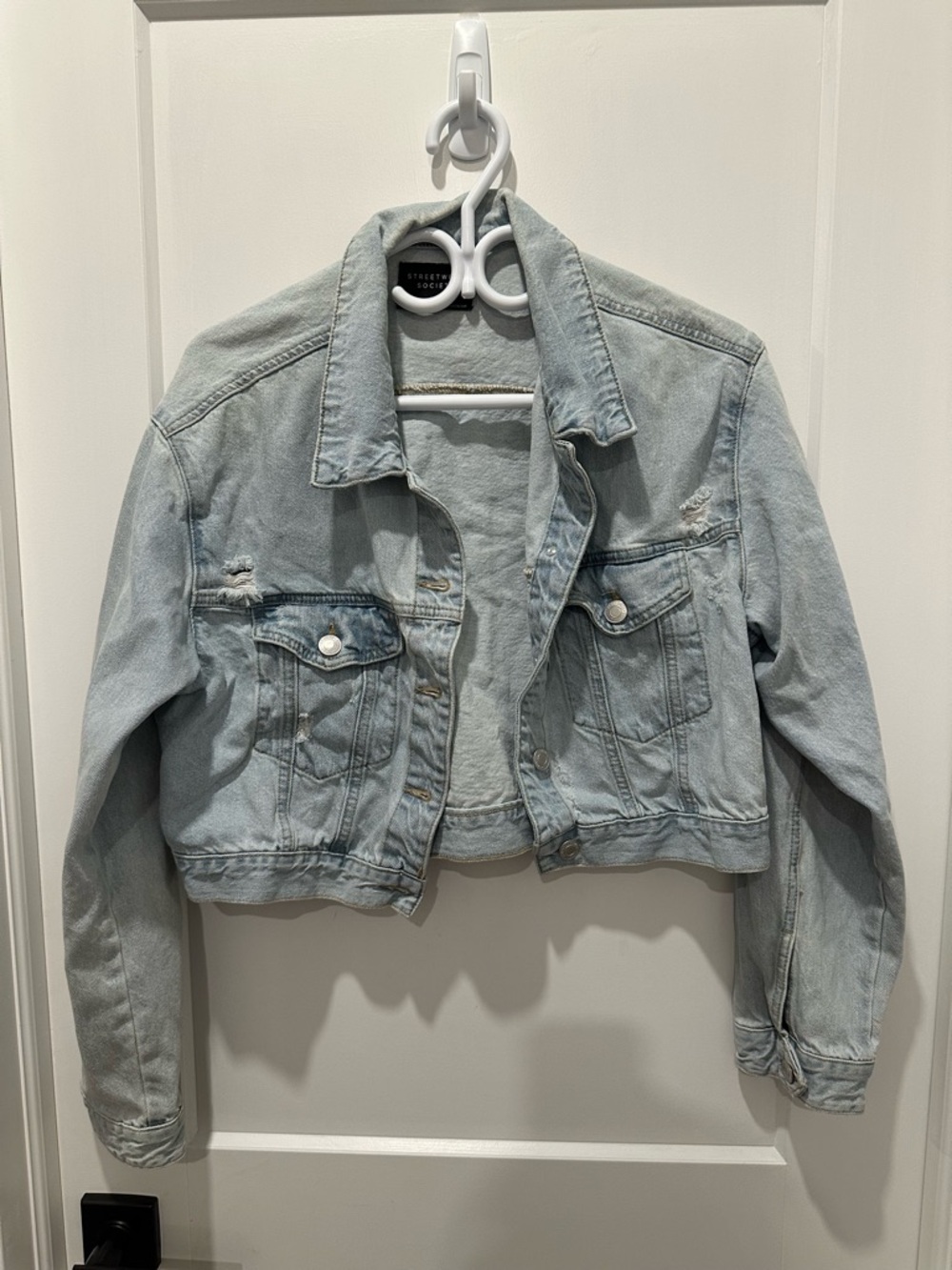 Streetwear Society Light Blue Cropped Denim Jacket